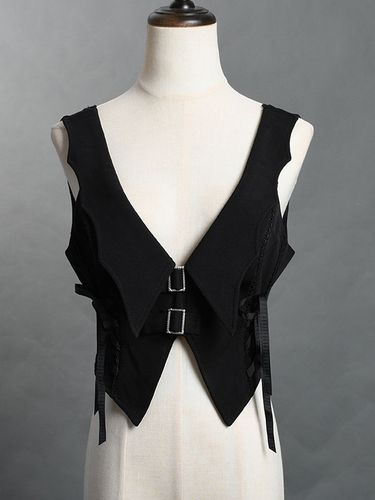 Lolita Top Gilet Costumes Steampunk Sans Manches À Lacets Détails En Métal - milanoo.com - Modalova