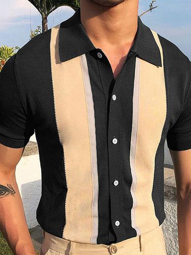 Polo Chemise À Revers Manches Courtes En Tricot Boutonnage Confortable - milanoo.com - Modalova