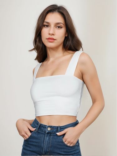 Haut Sexy Taille Haute avec Bretelles à Col Carré Unicolore Top Sexy - milanoo.com - Modalova