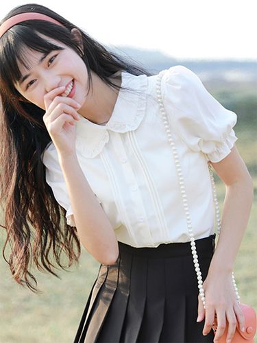 Chemisiers Lolita doux hauts Lolita à manches courtes et volants chemise Lolita - milanoo.com - Modalova