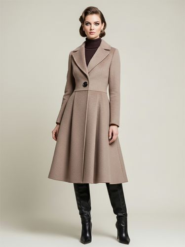 Manteau mi-long vintage en laine avec coupe en X et revers crantés 2025 - milanoo.com - Modalova