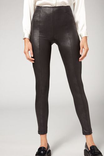 Leggings Biker Total Shaper Encerados Mujer Velikost M - Calzedonia - Modalova