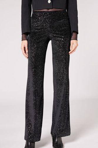 Leggings Palazzo en Terciopelo con Glitter Mujer Velikost S - Calzedonia - Modalova