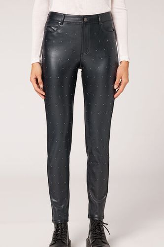 Leggings Skinny Térmicos Encerados con Tachuelas Integrales Mujer Velikost S - Calzedonia - Modalova