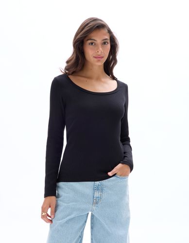 T-shirt côtelé à large encolure - celio - Modalova