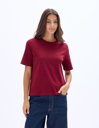 T-shirt en coton doux col rond - rouge - celio - Modalova