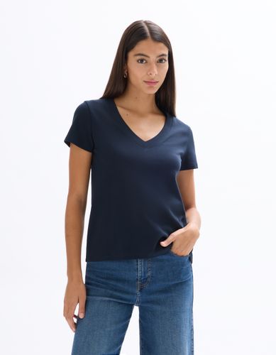 T-shirt en coton doux à col V - celio - Modalova