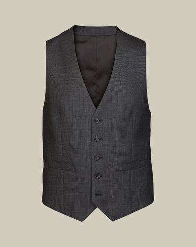 Men's Ultimate Performance End-On-End Suit Waistcoat - Charcoal Black , w36 by - Charles Tyrwhitt - Modalova