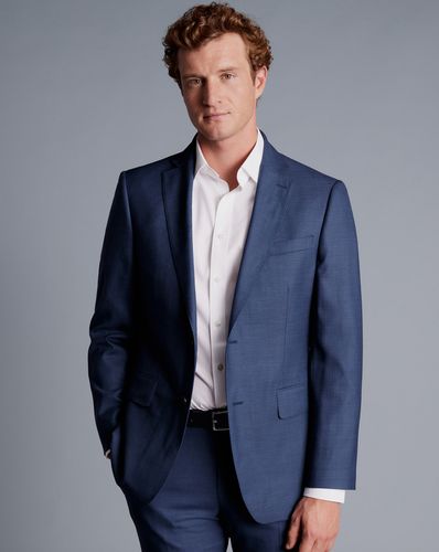 Men's Sharkskin Suit Jacket - Ocean , 36R Regular by - Charles Tyrwhitt - Modalova