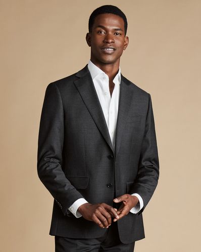 Men's Natural Stretch Twill Suit Jacket - Charcoal Black, 36R Regular by - Charles Tyrwhitt - Modalova