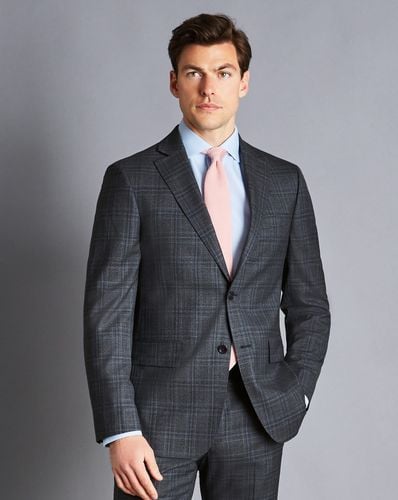 Men's Ultimate Performance Prince Of Wales Check Suit Jacket - Steel , 40R Regular by - Charles Tyrwhitt - Modalova