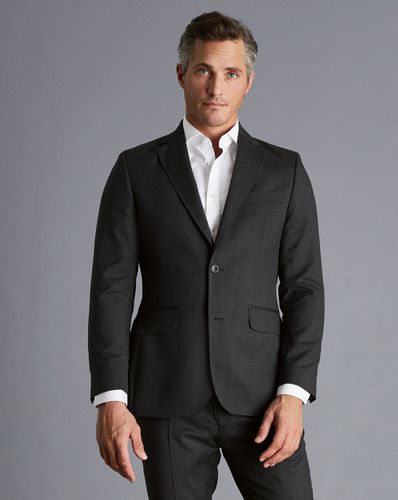 Men's Italian Luxury Suit Wool Jacket - Charcoal Black , 40S Short by - Charles Tyrwhitt - Modalova