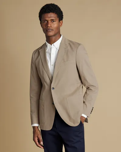 Men's Cotton Stretch Jacket - Taupe Grey, 46 R by - Charles Tyrwhitt - Modalova