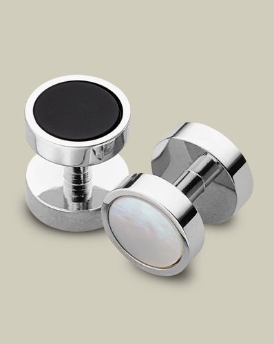 Men's Mother Of Pearl and Onyx Evening Studs - Silver by - Charles Tyrwhitt - Modalova