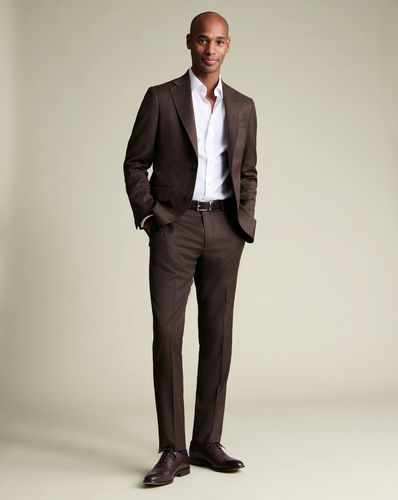 Men's Italian Flannel Suit Jacket - Chocolate , 36S by - Charles Tyrwhitt - Modalova