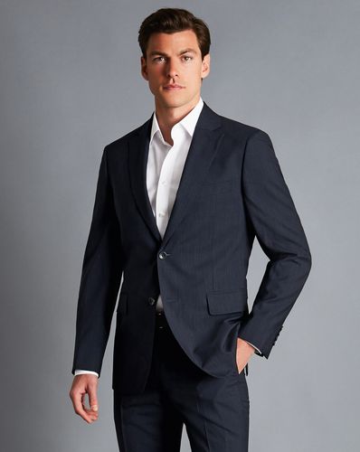 Men's Melange Pinstripe Suit Wool Jacket - Dark Navy, 38R Regular by - Charles Tyrwhitt - Modalova