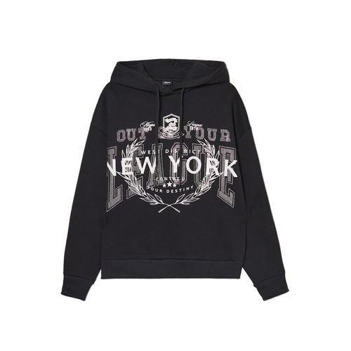 Sudadera negra con capucha - Cropp - Modalova