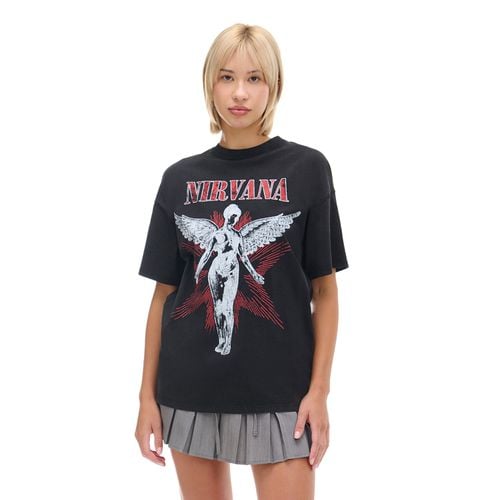 T-shirt nera con stampa Nirvana - Cropp - Modalova