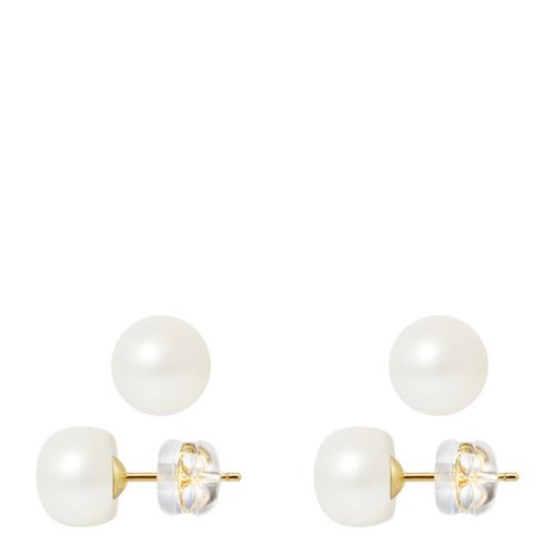 Natural Yellow Gold Freshwater Pearl Earrings - Mitzuko - Modalova