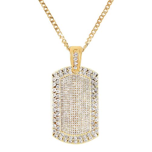 K Gold Plated CZ Tag Necklace - Stephen Oliver - Modalova