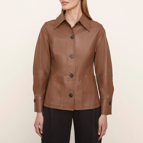 Tan Sculpted Leather Shirt - Vince - Modalova