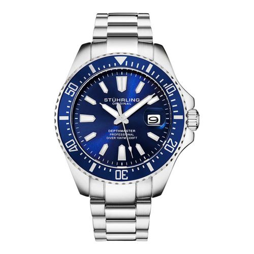 Men's /Blue Depthmaster Quartz Diver Watch 42mm - Stuhrling - Modalova