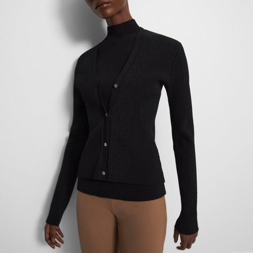 Black V-Neck Ribbed Cardigan - Theory - Modalova