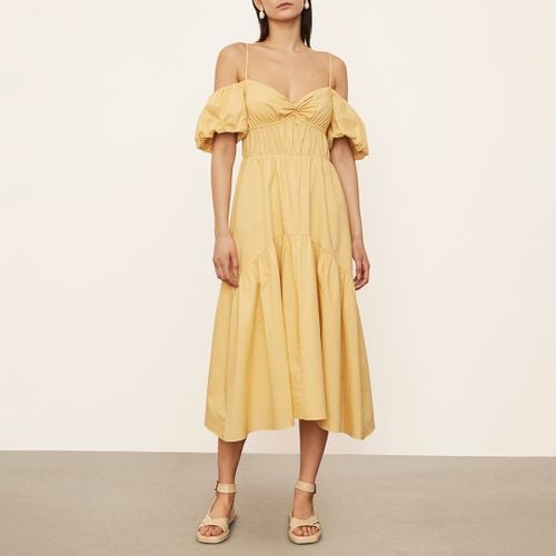 Yellow Draped Cotton Midi Dress - Vince - Modalova