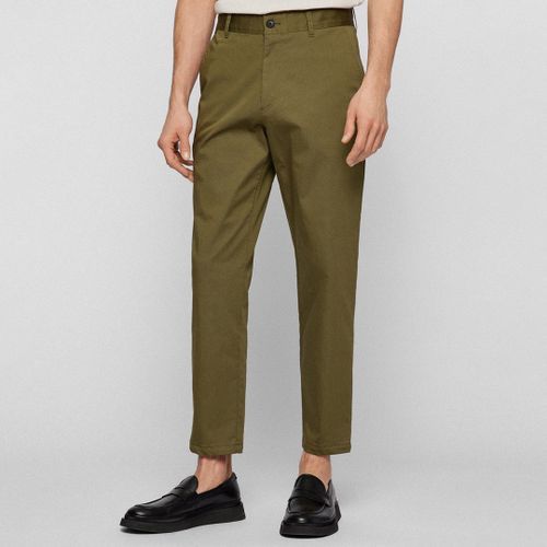 Khaki Perin Cotton Blend Trousers - BOSS - Modalova