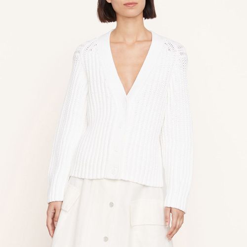 Wave Ribbed Cotton Blend Cardigan - Vince - Modalova