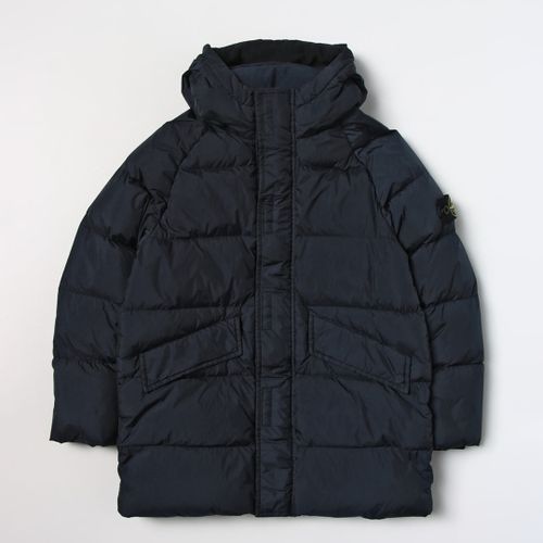 Navy Crinkle Longline Puffer Jacket - Stone Island - Modalova