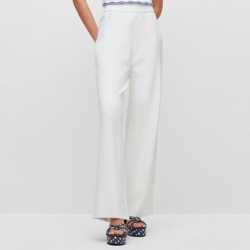 White Fentania Wide Leg Trousers - BOSS - Modalova