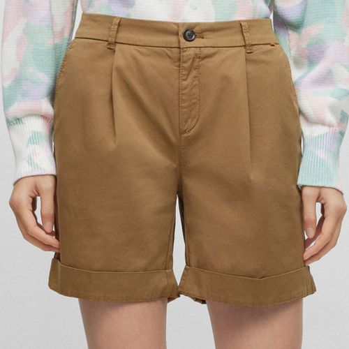 Brown Taggie Cotton Blend Shorts - BOSS - Modalova