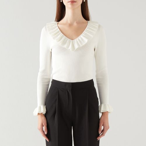 White Frill V-Neck Top - L K Bennett - Modalova