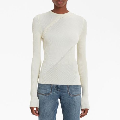 Cream Long Sleeve Cotton Blend Top - Victoria Beckham - Modalova