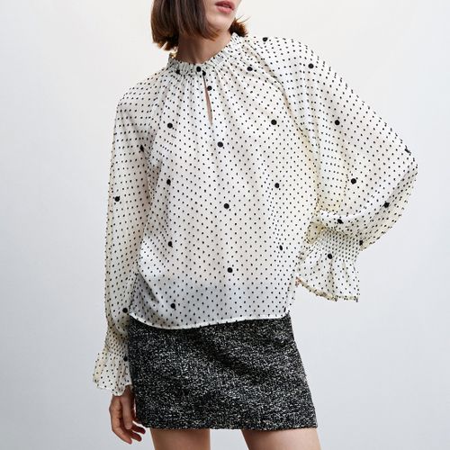 Off Embroidered Polka-Dot Blouse - Mango - Modalova