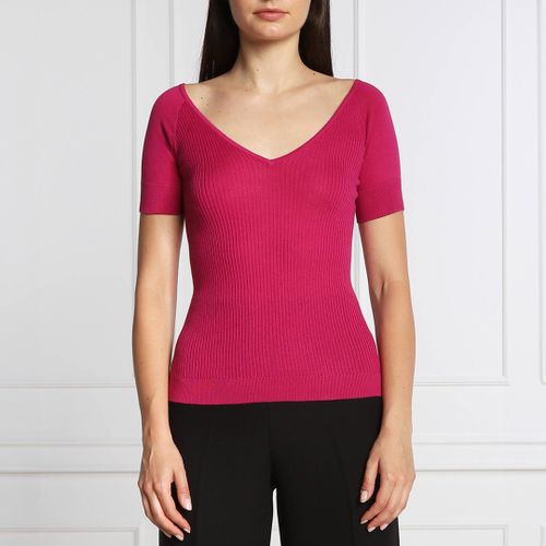 Pink Ribbed VNeck Top - Max&Co. - Modalova