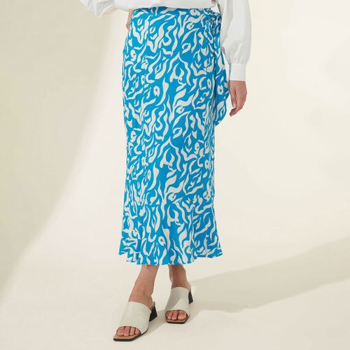 Blue Animal Print Wrap Skirt - Ro & Zo - Modalova