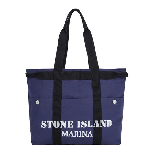 Dark Blue Large Cotton Tote Bag - Stone Island - Modalova