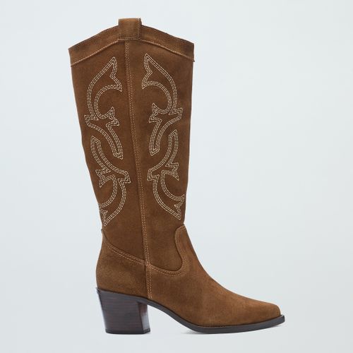 Tan Suede Cowboy Boot - N°· Eleven - Modalova