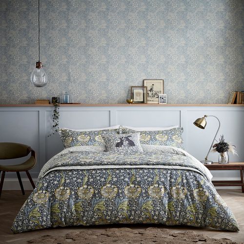 Kennet Single Duvet Cover Set Indigo & Gold - Morris & Co - Modalova