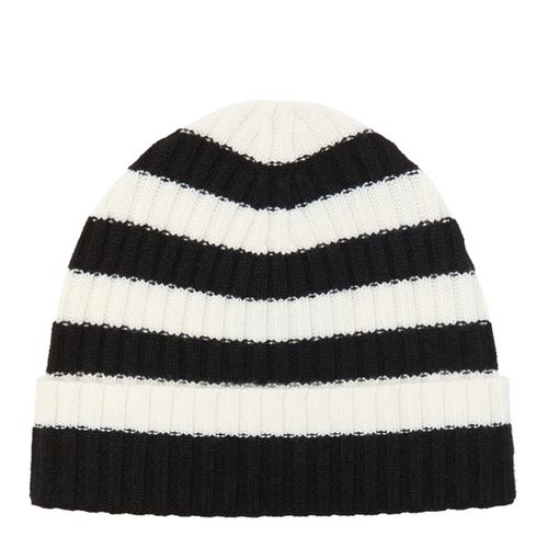 Black/Cream Striped Cashmere Beanie - Laycuna London - Modalova