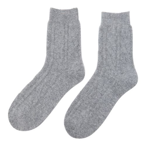 Grey Cashmere Cable Bed Socks - Laycuna London - Modalova