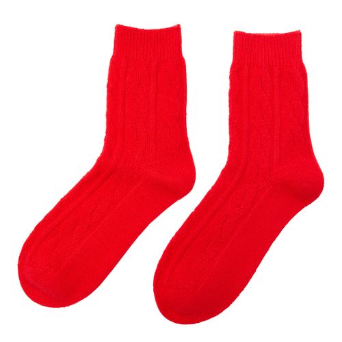 Red Cashmere Cable Bed Socks - Laycuna London - Modalova