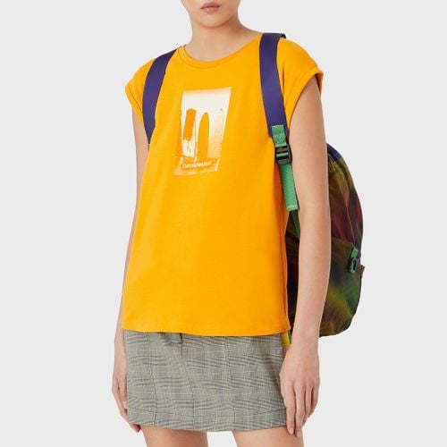 Orange Graphic Cotton T-Shirt - Emporio Armani - Modalova