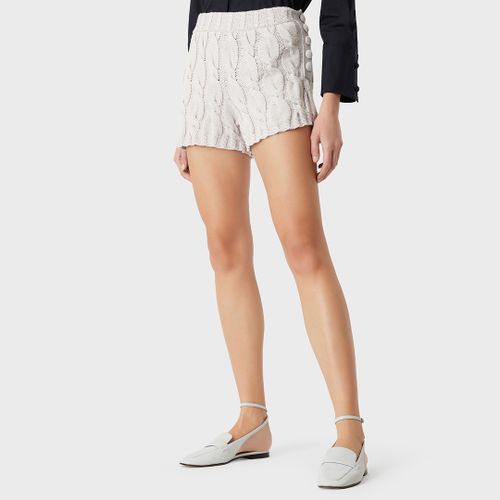 Ecru Cable Knit Shorts - Emporio Armani - Modalova