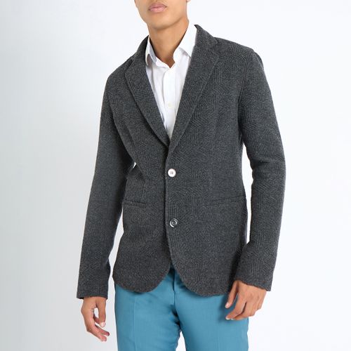 Grey Herringbone Wool Blend Blazer - Emporio Armani - Modalova