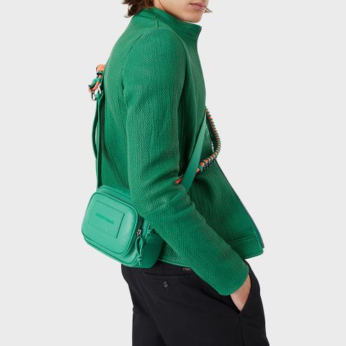 Green High Neck Leather Jacket - Emporio Armani - Modalova