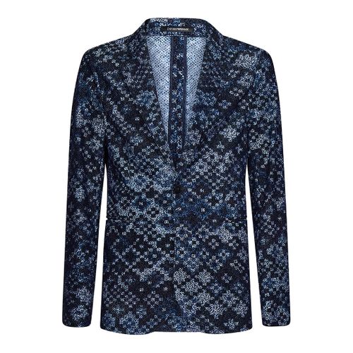 Navy Textured Single Breasted Blazer - Emporio Armani - Modalova