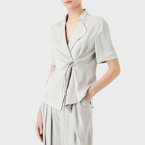 Grey Tie Waist Short Sleeve Blazer - Emporio Armani - Modalova